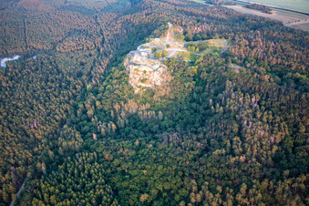 Burg und Festung Regenstein in Blankenburg im Bundesland Sachsen-Anhalt, Deutschland von oben gesehen