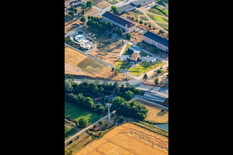 Seilbahnstation Spinelli der Seilbahn vom Spinelli- zum Luisenpark der Bundesgartenschau Mannheim BUGA 2023 im Ortsteil Feudenheim im Bundesland Baden-Württemberg, Deutschland