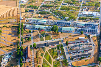 U-Halle auf dem Spinelli-Park der Bundesgartenschau Mannheim BUGA 2023 im Ortsteil Feudenheim im Bundesland Baden-Württemberg, Deutschland