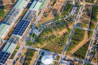 SDG 10: Weniger Ungleichheiten. SDG 11: Nachhaltige Städte und Gemeinden im Spinelli-Park der Bundesgartenschau Mannheim BUGA 2023 im Ortsteil Feudenheim im Bundesland Baden-Württemberg, Deutschland
