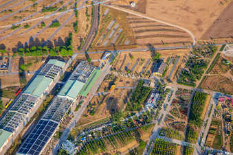 I-Punkt GRÜN im EXPERIMENTIERFELD im Spinelli-Park der Bundesgartenschau Mannheim BUGA 2023 im Ortsteil Feudenheim im Bundesland Baden-Württemberg, Deutschland