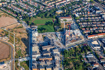 PARKSCHALE mit Kurpfälzer Meile der Innovationen, Conversio: Philipp Morlock Eidechsenhabitat, Molchgewässer, Panzerwaschanlage im Spinelli-Park der Bundesgartenschau Mannheim BUGA 2023 im Ortsteil Käfertal im Bundesland Baden-Württemberg, Deutschland