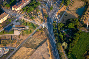 Seilbahnstation Luisen-Park vom Spinelpark auf der Bundesgartenschau Mannheim BUGA 2023 im Ortsteil Oststadt im Bundesland Baden-Württemberg, Deutschland