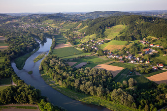 Die Drau/Drava von Süden in Duplek, Slowenien