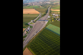 Autobahnmautstelle A4 Hochfelden   Sanef Service in Schwindratzheim im Bundesland Bas-Rhin, Frankreich von oben