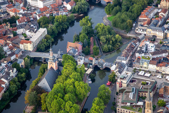 Alte Nahebrücke - Brückenhäuser in Bad Kreuznach im Bundesland Rheinland-Pfalz, Deutschland