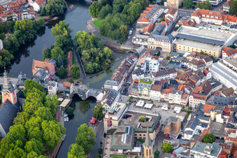 Luftbild von Alte Nahebrücke - Brückenhäuser in Bad Kreuznach im Bundesland Rheinland-Pfalz, Deutschland