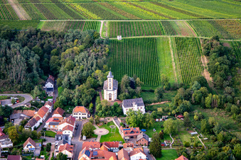 Luftaufnahme von Koppensteiner Schloß Mandel unter dem  Wingertshäuschen Mandel im Bundesland Rheinland-Pfalz, Deutschland