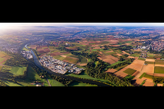 Panorama Remsmündung von Norden im Ortsteil Hochberg in Remseck am Neckar im Bundesland Baden-Württemberg, Deutschland