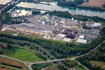 Luftaufnahme von Borregaard Deutschland GmbH und Maxauer Papierfabrik GmbH im Ortsteil Knielingen in Karlsruhe im Bundesland Baden-Württemberg