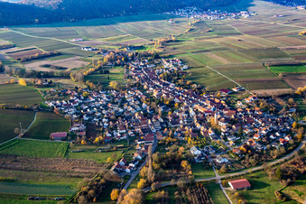 Göcklingen von Osten im Bundesland Rheinland-Pfalz, Deutschland