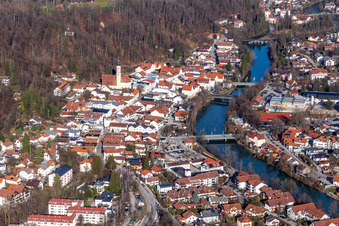 Altstadt an der Loisach in Wolfratshausen im Bundesland Bayern, Deutschland