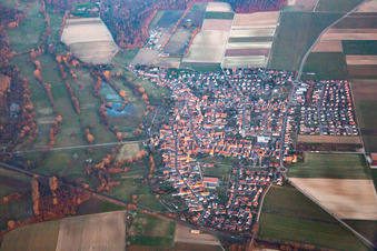 Im Winter am Abend von Westen in Steinweiler im Bundesland Rheinland-Pfalz, Deutschland