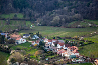 Gleitschirm im Landanflug zum Weyher Parkplatz in Weyher in der Pfalz im Bundesland Rheinland-Pfalz, Deutschland