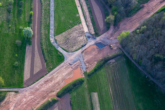 Schneise durch den Pfälzerwald zur Neuerrichtung des Teilstücks der Trans-Europa-Naturgas-Pipeline (TENP-III von den Niederlanden in die Schweiz) auf 51 km Länge zwischen Mittelbrunn und Klingenmünster in Waldrohrbach im Bundesland Rheinland-Pfalz, Deutschland