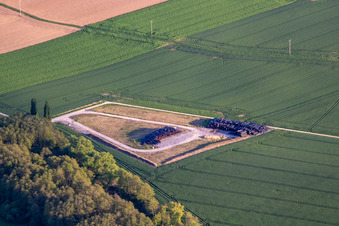 Lager für ausgediente Gasleitungsrohre der TENP I im Ortsteil Gleiszellen in Gleiszellen-Gleishorbach im Bundesland Rheinland-Pfalz, Deutschland