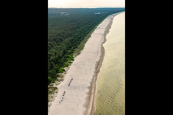 Luftbild von Hundestrand Trassenheide im Bundesland Mecklenburg-Vorpommern, Deutschland