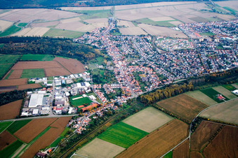 Luftbild von Gewerbering im Ortsteil Hochstetten in Linkenheim-Hochstetten im Bundesland Baden-Württemberg, Deutschland