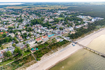 Luftbild von Zinnowitzer Strand im Bundesland Mecklenburg-Vorpommern, Deutschland