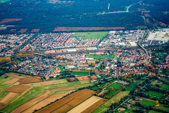 Luftbild von Graben von Westen in Graben-Neudorf im Bundesland Baden-Württemberg, Deutschland