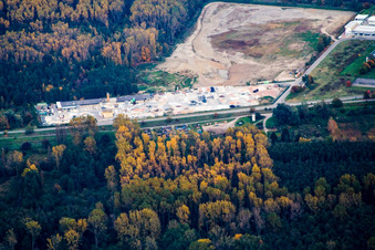 Graben-Neudorf, Fa. Gartenkies, Badische Terrazzo Handelsgesellschaft mbH Huttenheimer Landstraße 2-6 im Bundesland Baden-Württemberg, Deutschland aus der Luft
