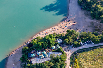 Seegugger Biergarten am Epplesee im Ortsteil Forchheim in Rheinstetten im Bundesland Baden-Württemberg, Deutschland