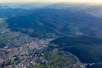 Neustadt an der Weinstraße von Nordosten im Bundesland Rheinland-Pfalz, Deutschland