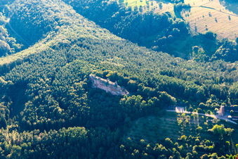 Burg Fleckenstein von Südosten in Lembach im Bundesland Bas-Rhin, Frankreich