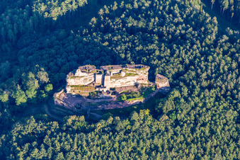 Burg Fleckenstein von Nordwesten in Lembach im Bundesland Bas-Rhin, Frankreich