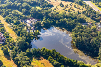 Weiher im Verlauf der Druslach in Lingenfeld im Bundesland Rheinland-Pfalz, Deutschland