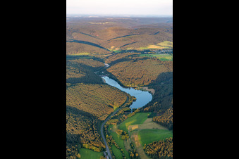 Luftbild von Marbach Stausee im Ortsteil Hüttenthal in Mossautal im Bundesland Hessen, Deutschland