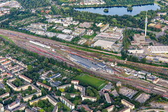 Hauptbahnhof und Gewerbegebiet Ludwig-Reichling-Straße im Ortsteil Süd in Ludwigshafen am Rhein im Bundesland Rheinland-Pfalz, Deutschland