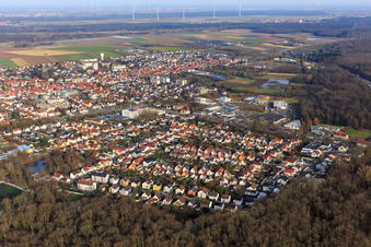 Gartenstadt von Südwesten in Kandel im Bundesland Rheinland-Pfalz, Deutschland