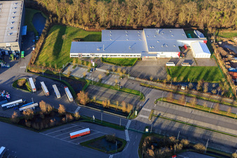 Thermo Fisher am Erlenbachweg im Ortsteil Minderslachen in Kandel im Bundesland Rheinland-Pfalz, Deutschland vom Flugzeug aus