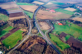 A65 Autobahnausfahrt 20 Kandel Nord in Erlenbach bei Kandel im Bundesland Rheinland-Pfalz, Deutschland
