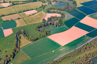 Mäanderförmiger Verlauf der Tauber in Werbach im Bundesland Baden-Württemberg, Deutschland