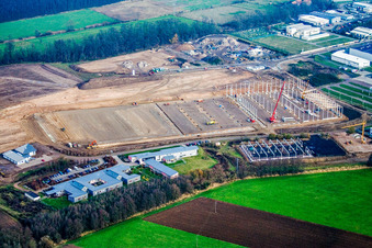 Industriegebiet Am Horst im Ortsteil Minderslachen in Kandel im Bundesland Rheinland-Pfalz, Deutschland aus der Luft betrachtet