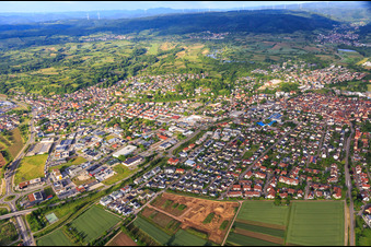 Stadtübersicht aus Westen in Ettenheim im Bundesland Baden-Württemberg, Deutschland