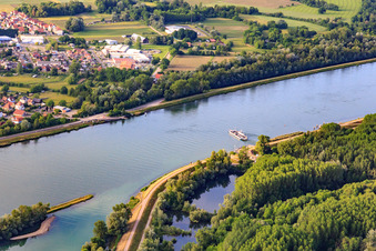 Fähre Rhinau-Kappel über den Rhein im Ortsteil Rheinau in Ortenaukreis im Bundesland Baden-Württemberg, Deutschland