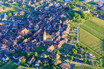 Kirche St. Pankratius und Friedhof im Ortsteil Burkheim in Vogtsburg im Kaiserstuhl im Bundesland Baden-Württemberg, Deutschland