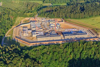 Baustelle für die neue Justizvollzugsanstalt Rottweil im Bundesland Baden-Württemberg, Deutschland aus der Vogelperspektive