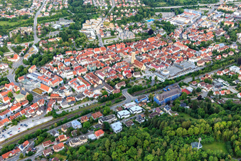 Stadtzentrum mit Stadtkirche am Marktplatz in Balingen im Bundesland Baden-Württemberg, Deutschland