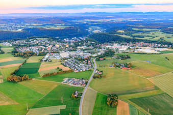 Ortsansicht aus Nordosten im Ortsteil Lindenhof in Oberndorf am Neckar im Bundesland Baden-Württemberg, Deutschland