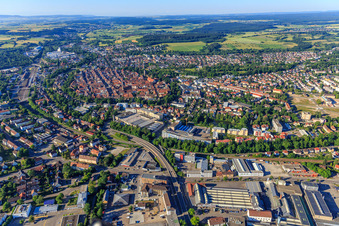 Stadtübersicht aus Norden im Ortsteil Villingen in Villingen-Schwenningen im Bundesland Baden-Württemberg, Deutschland