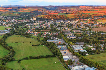 Ortsansicht aus Westen am Abend im Ortsteil Jabach in Lebach im Bundesland Saarland, Deutschland