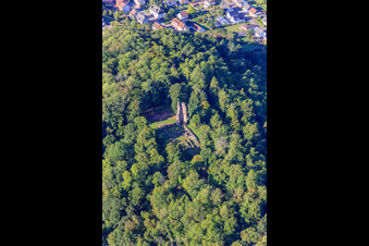 Ruinen und Fundamente der Burg Dagstuhl im Wald in Wadern im Bundesland Saarland, Deutschland