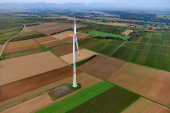 Windpark Freckenfeld im Bundesland Rheinland-Pfalz, Deutschland von oben gesehen