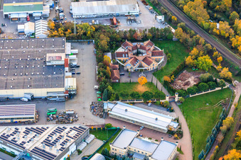 Luftbild von Fichtenstraße mit Webtak, Garagentore Weber, AUVESY GmbH, GAFICON GmbH, MEDiA2FiNiSH Gmbh und Gastromax GmbH in Landau in der Pfalz im Bundesland Rheinland-Pfalz, Deutschland