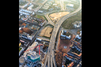 Europaplatz mit Sozialamt Ludwigshafen und Kreisverwaltung Rhein-Pfalz-Kreis im Ortsteil Hemshof in Ludwigshafen am Rhein im Bundesland Rheinland-Pfalz, Deutschland