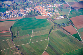 Luftbild von Mühlhofen von Süden in Billigheim-Ingenheim im Bundesland Rheinland-Pfalz, Deutschland